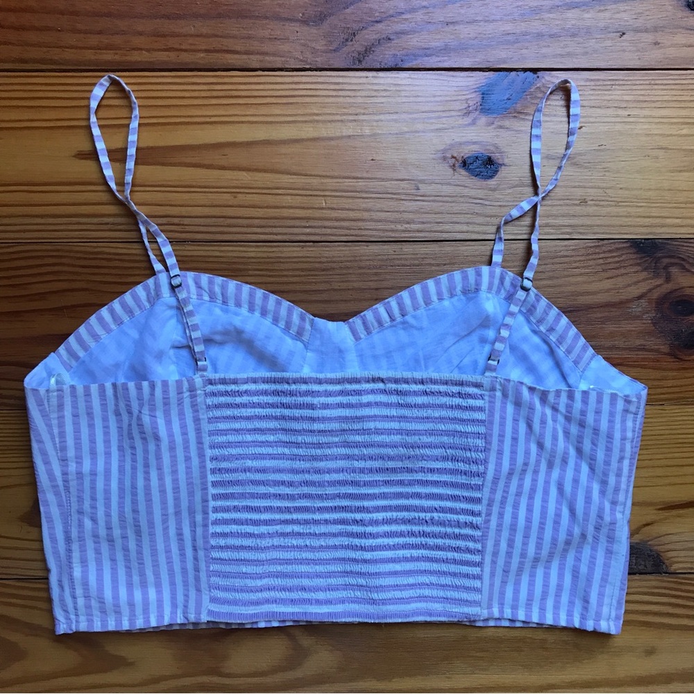 Anthropologie Lavender and White Striped Seersucker Crop Top, NWT, L - Picture 8 of 9